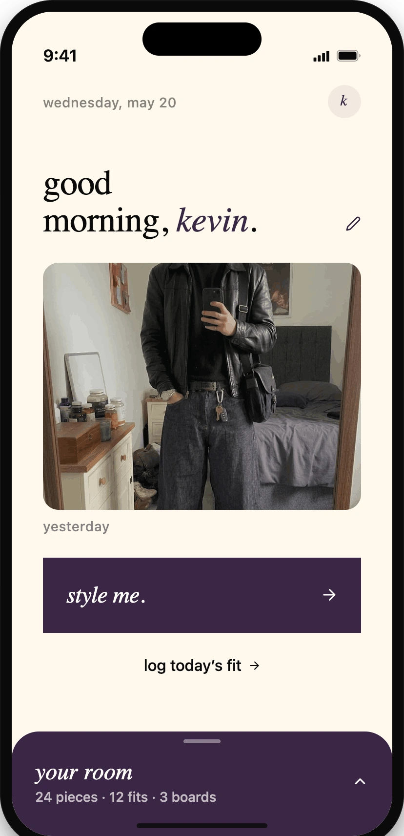 Oro app - good morning, kevin. yesterday's fit.